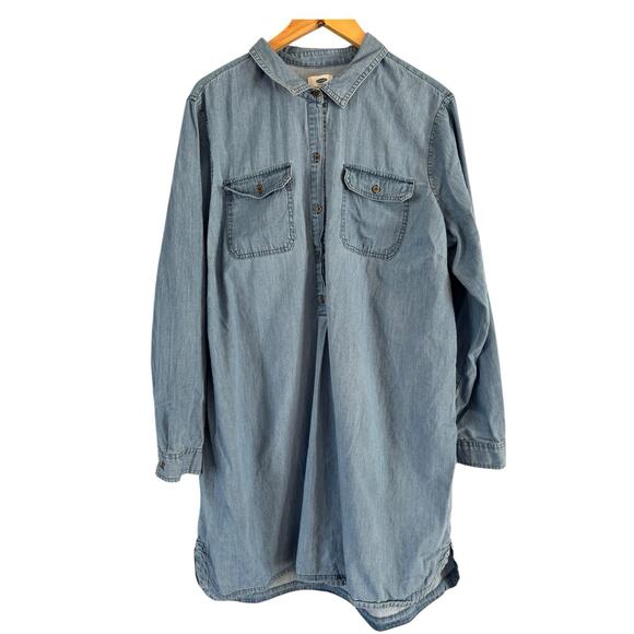 Old Navy Chambray Denim Popover Long Sleeve Tunic Top Women’s Size 2XL - Picture 1 of 5
